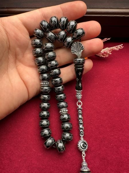 Teker Model Gümüş İşleme Rus Gürcistan Taşı Tesbih