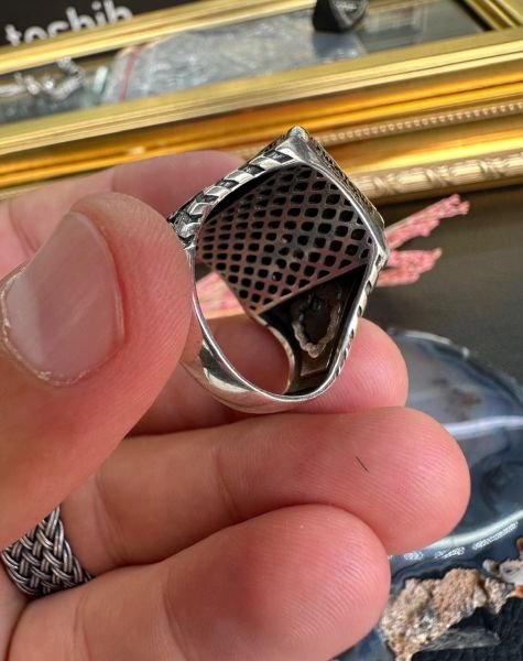 Özel Akik Taşı Tasarım Gümüş Yüzük