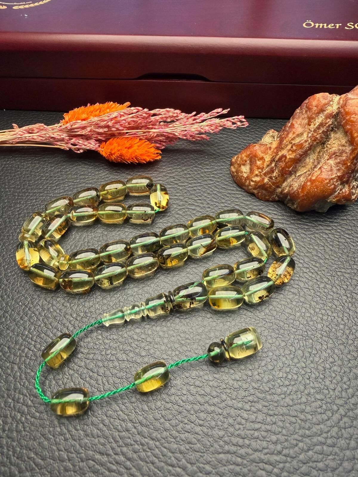 Rus Kaya Sistemli Damla Kehribar Tesbih