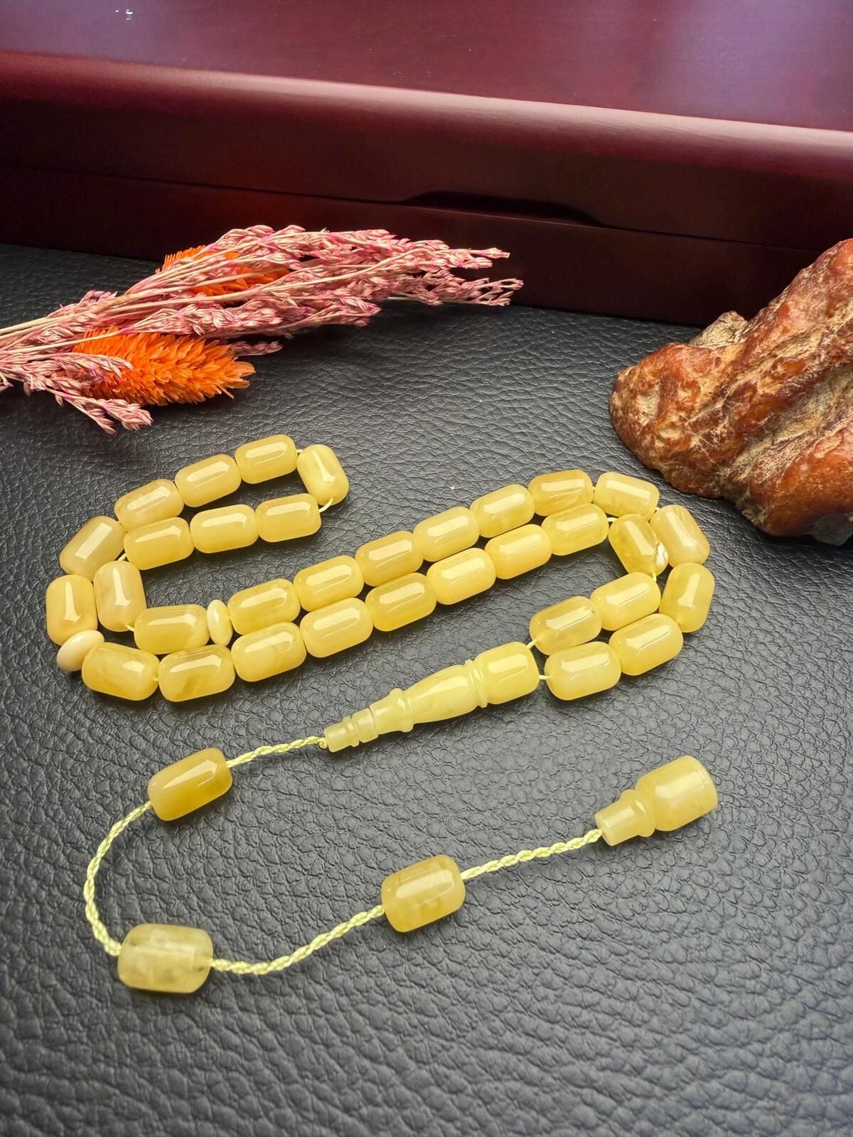 Rus Kaya Sistemli Damla Kehribar Tesbih