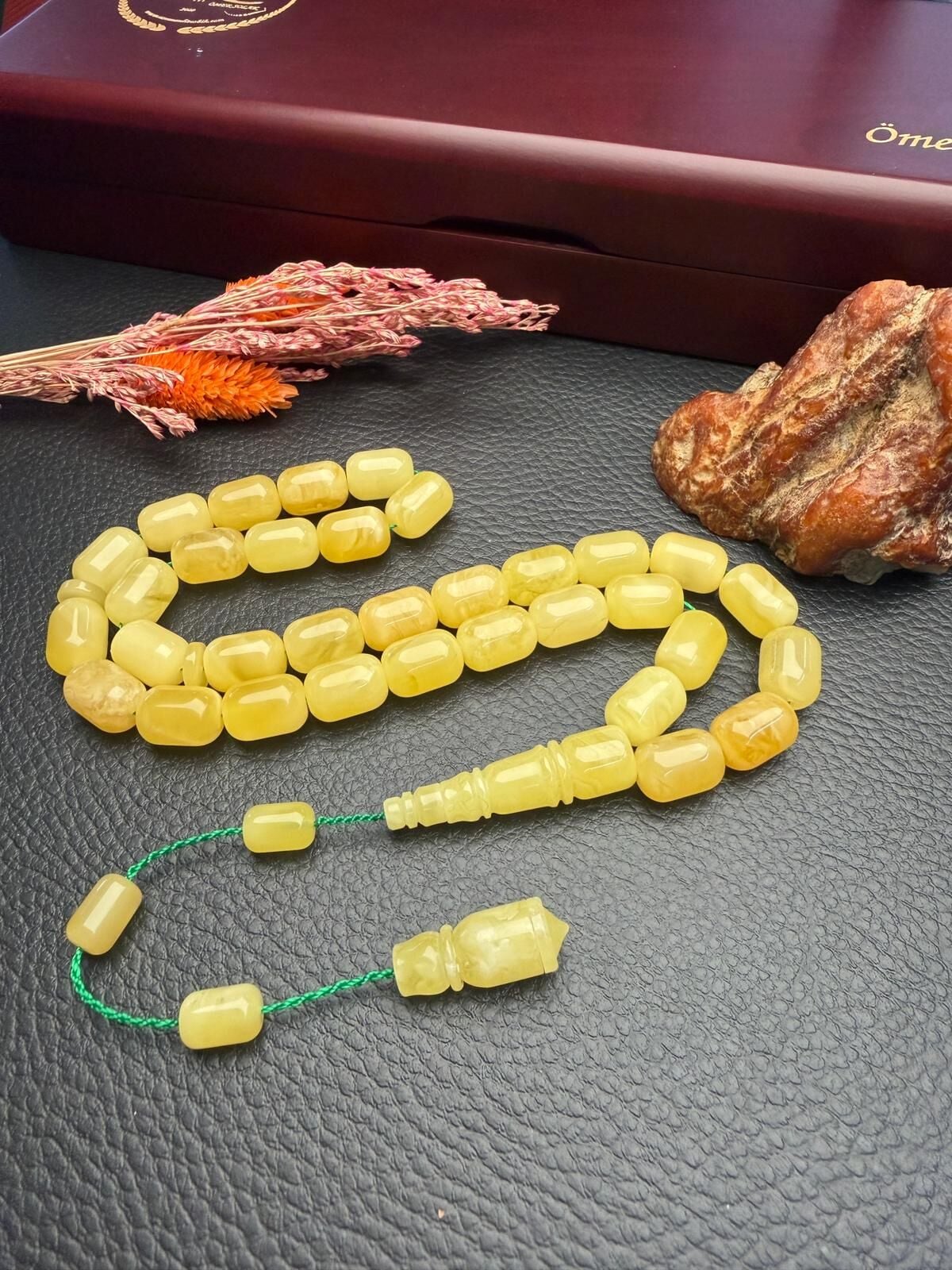 Rus Kaya Sistemli Damla Kehribar Tesbih