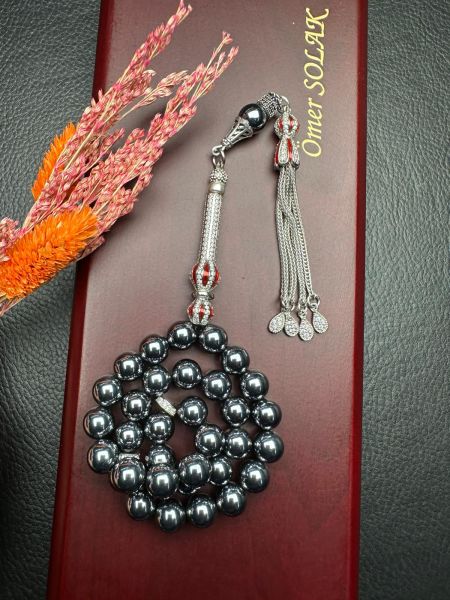 Küre Model Hematit Doğal Taş Tesbih