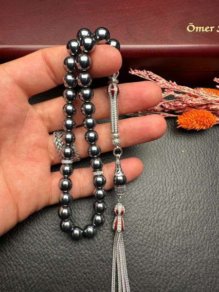 Küre Model Hematit Doğal Taş Tesbih