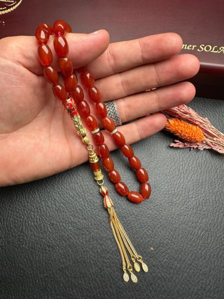 Kapsül Model Akik Doğal Taş Tesbih