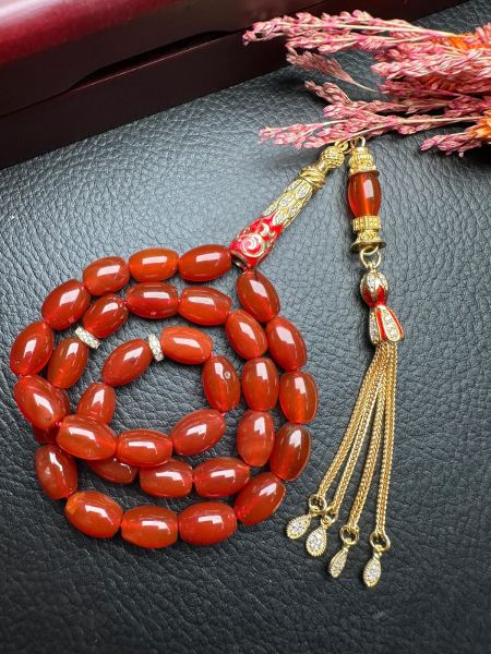 Kapsül Model Akik Doğal Taş Tesbih