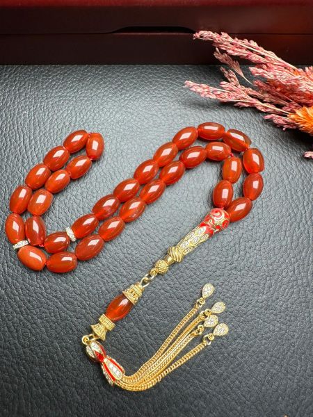 Kapsül Model Akik Doğal Taş Tesbih