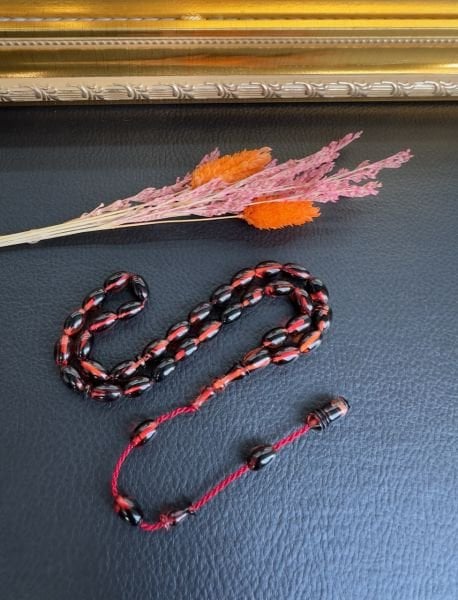 Badem Model Ateş Kehribar Tesbih