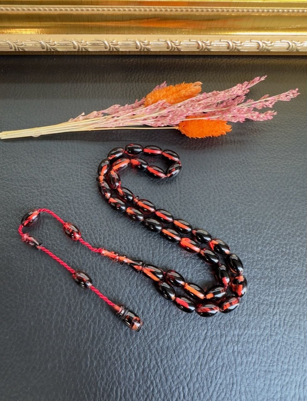 Badem Model Ateş Kehribar Tesbih