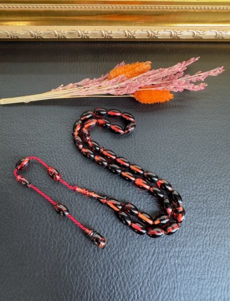 Badem Model Ateş Kehribar Tesbih