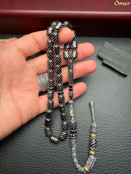 Kapsül Model Gümüş Yarma İşlemeli  Erzurum Oltutaşı Tesbih