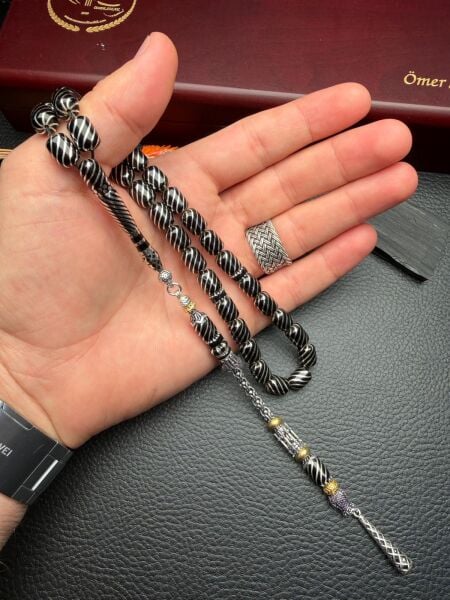 Kapsül Model Gümüş Yarma İşlemeli  Erzurum Oltutaşı Tesbih