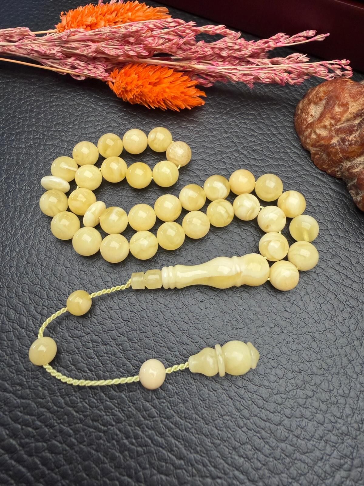 Rus Kaya Sistemli Damla Kehribar Tesbih