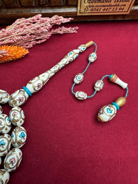 Beyzi Model Tezhipli Fildişi Tesbih  (ÖZEL SERİ)