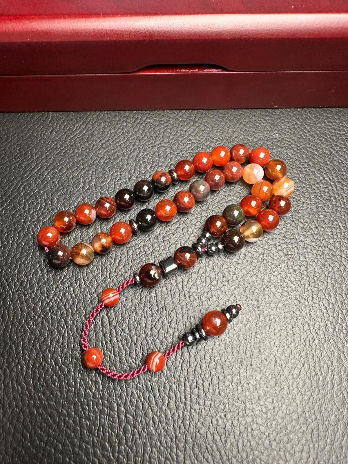 Küre Model Hematit Dizayn Akik Doğal Taş Tesbih