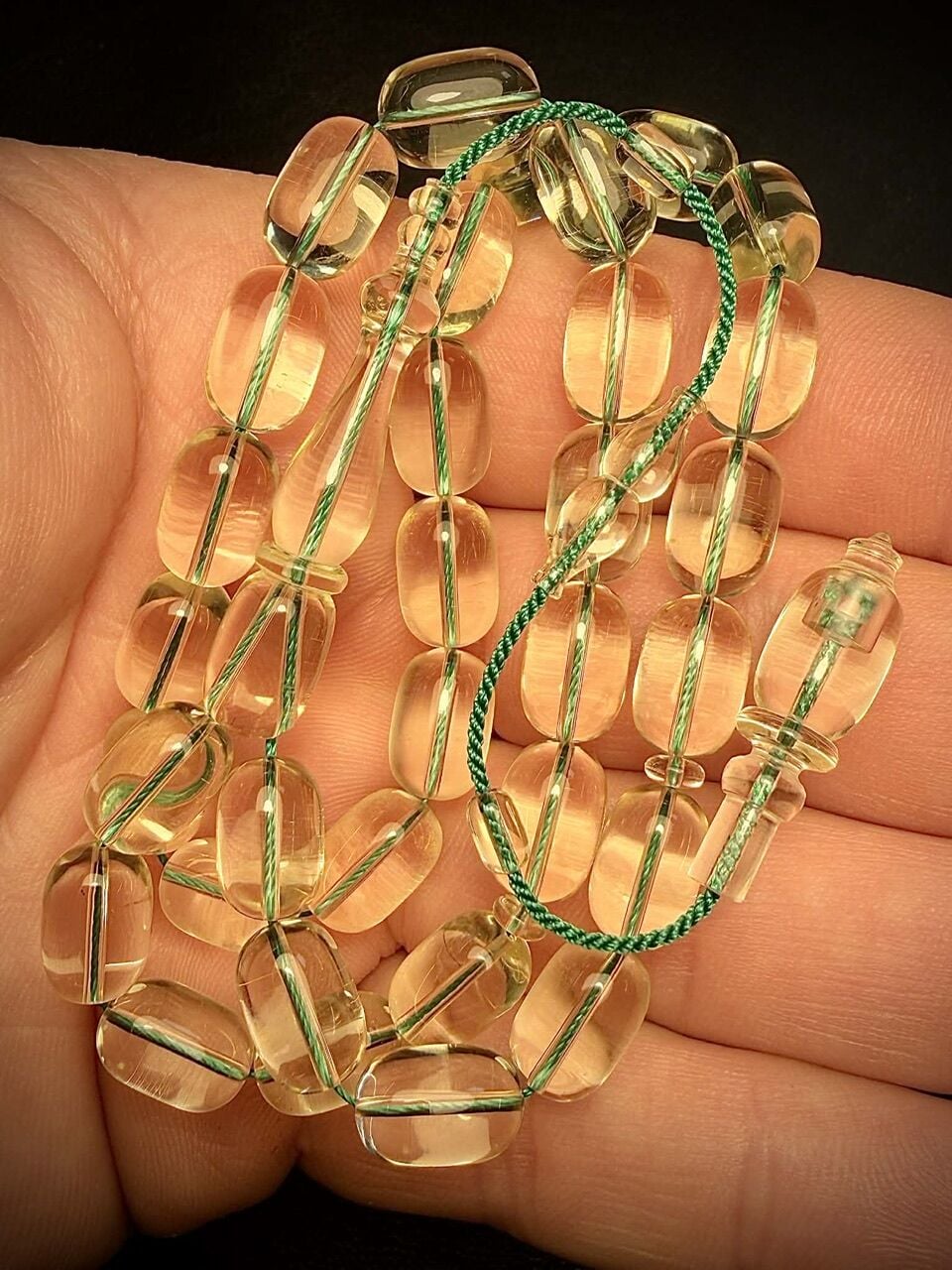 Şeffaf Kaya Damla Kehribar Tesbih