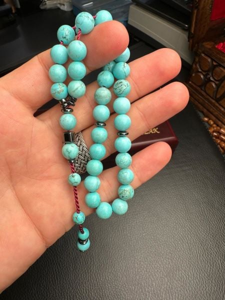 Küre Model Turkuaz Doğal Taş Tesbih