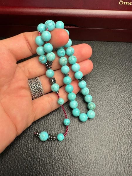 Küre Model Hematit Dizayn Firuze Doğal Taş Tesbih