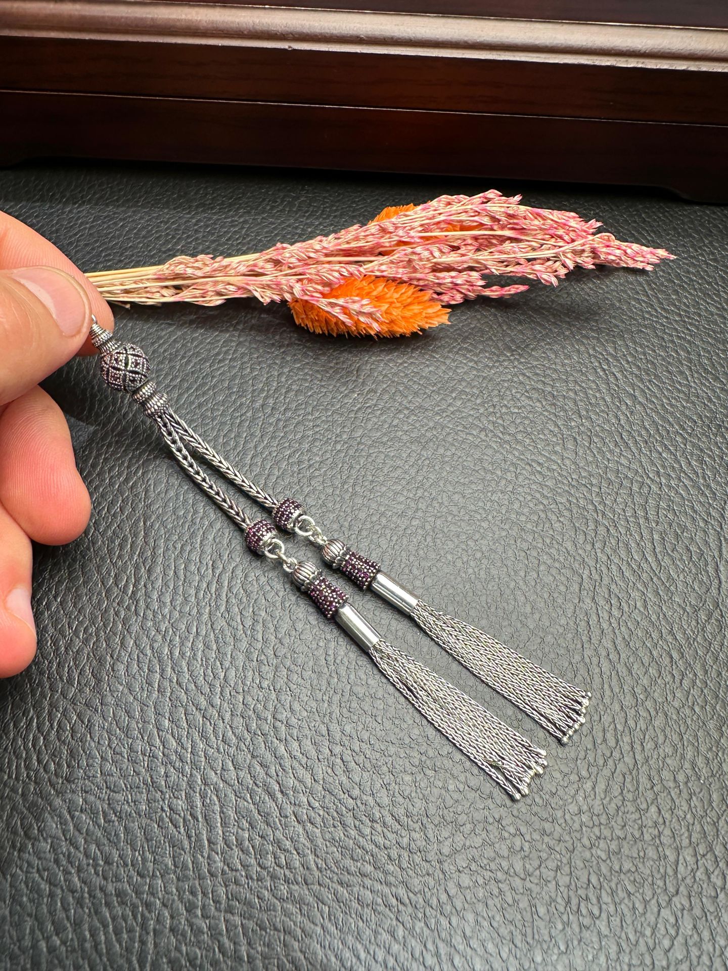 Özel Tasarım Diamond Taşlı Gümüş Püskül