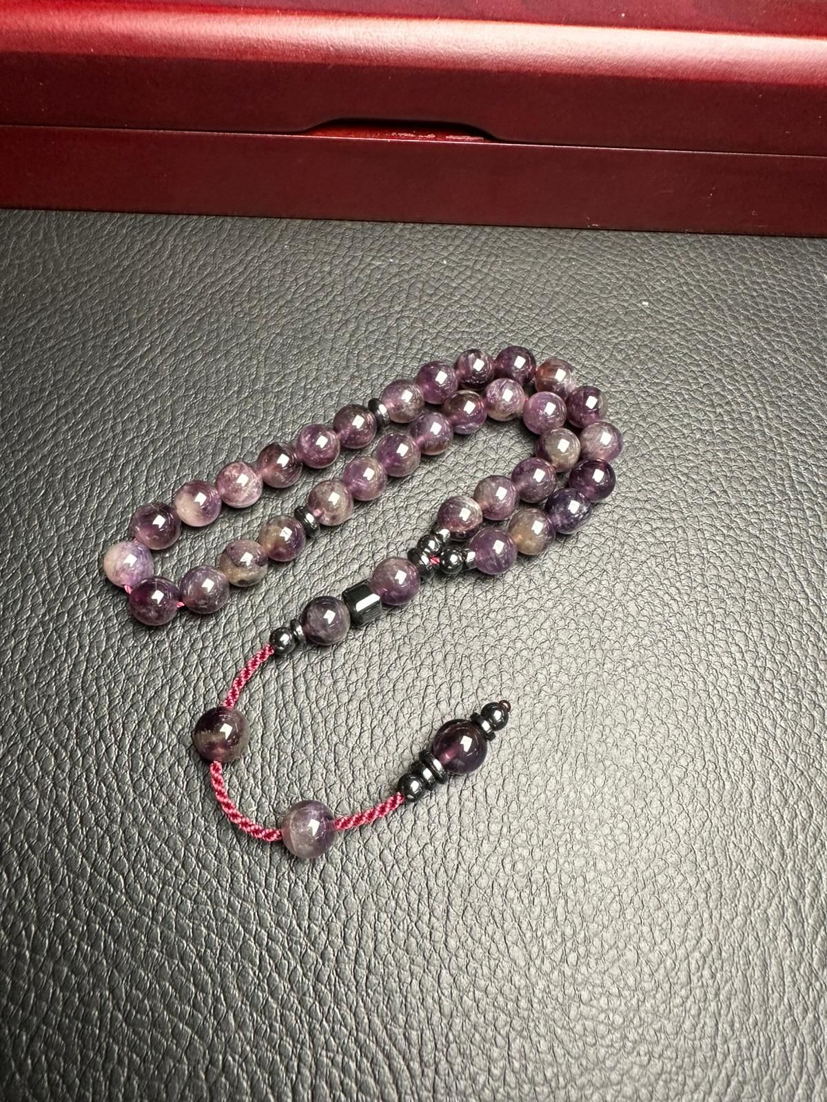 Küre Model  Hematit Dizayn Ametist Doğal Taş Tesbih