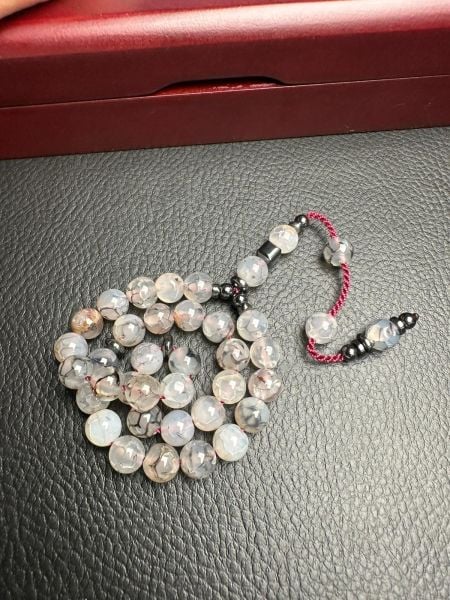 Küre Model Damarlı Akik Doğal Taş Tesbih