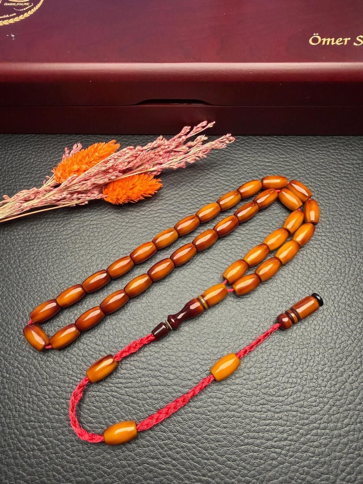 Tumba Model Çubuk Sıkma Kehribar Tesbih