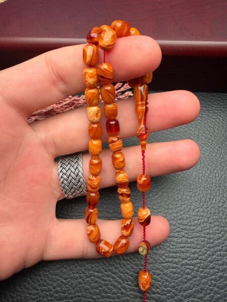 Küçük Boy Sıkma Kehribar Tesbih