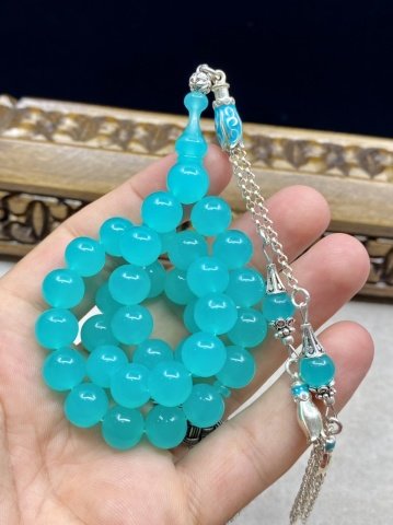 Küre Model Turkuaz Renk Plexi Glass Tesbih