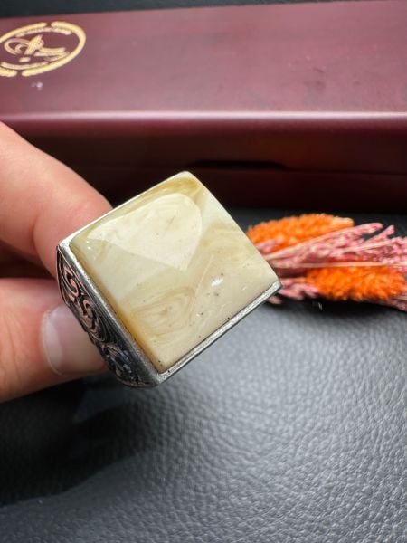 Özel Tasarım Osman Özpala El Yapımı Damla Kehribar Gümüş Yüzük