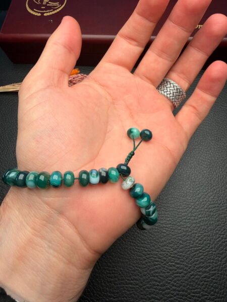 Küre Model Bileklik Model Küçük Boy Yeşil Akik Doğaltaş Tesbih