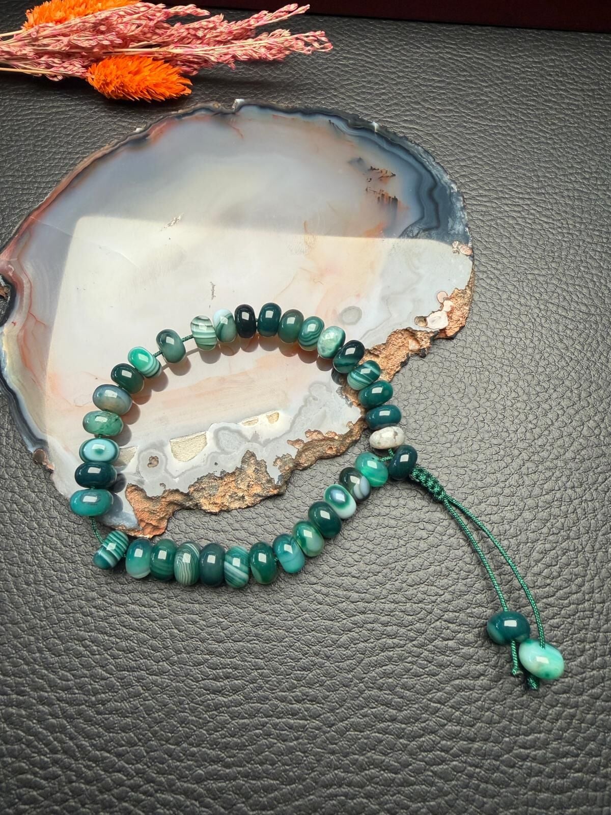 Küre Model Bileklik Model Küçük Boy Yeşil Akik Doğaltaş Tesbih