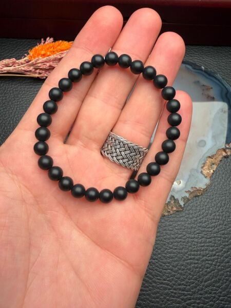 Küre Model Mat Oniks Doğaltaş Bileklik