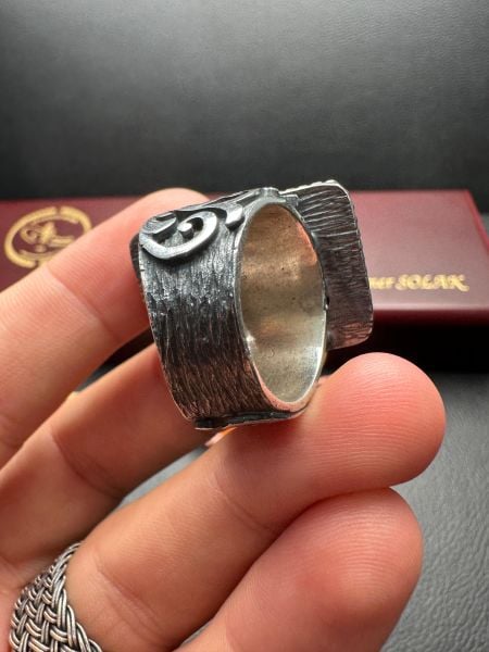 Özel Tasarım Osman Özpala El Yapımı Damla Kehribar Gümüş Yüzük