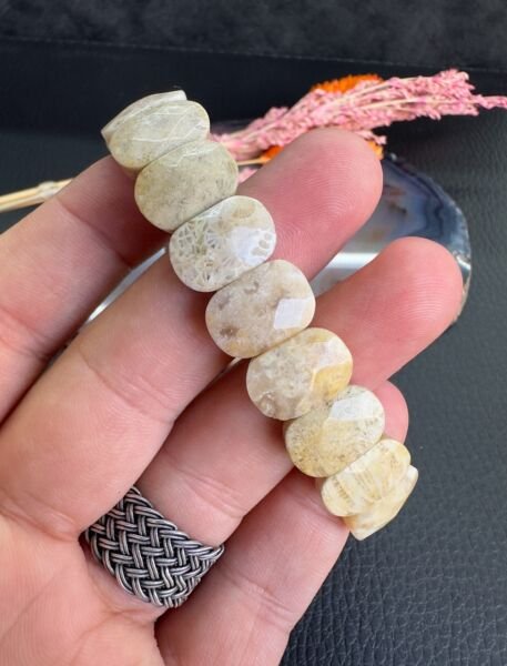 Krem Renk Fosil Mercan Doğal Bileklik
