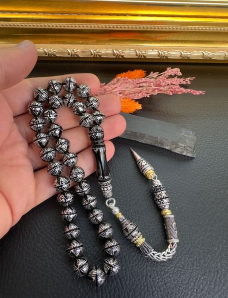 Küre Model Gümüş İşlemeli Erzurum Oltu Tesbih