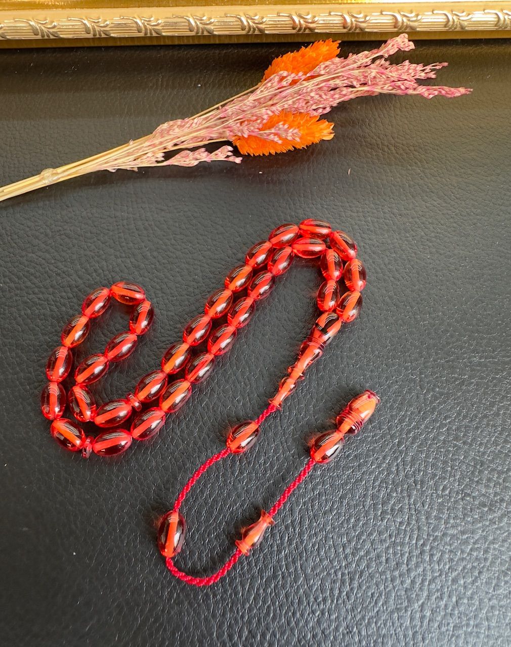 Badem Model Yavru Ağzı Renk Ateş Kehribar Tesbih