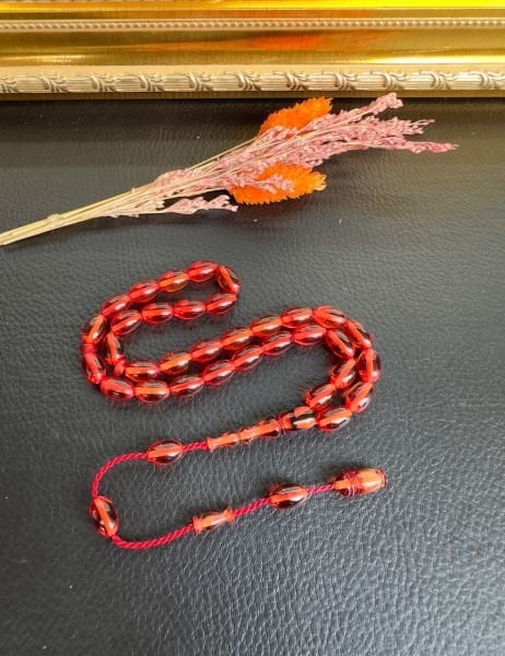 Badem Model Yavru Ağzı Renk Ateş Kehribar Tesbih