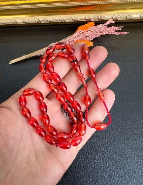 Badem Model Yavru Ağzı Renk Ateş Kehribar Tesbih