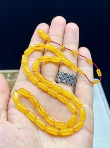 Kapsül Model Turuncu Renk Osmanlı Sıkma Kehribar Kehribar Tesbih