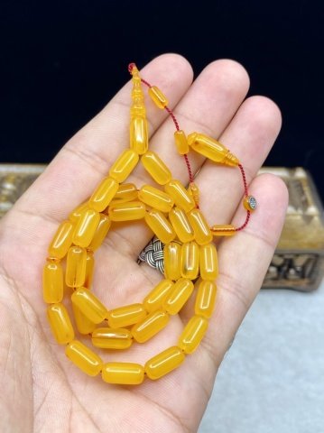 Kapsül Model Turuncu Renk Osmanlı Sıkma Kehribar Kehribar Tesbih