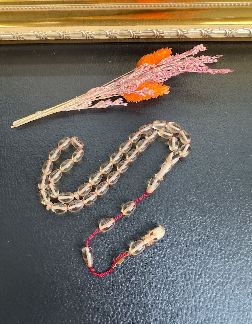 Badem Model Şeffaf Ateş Kehribar Tesbih