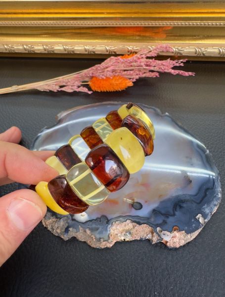 Rolex Model Damla Kehribar Bileklik