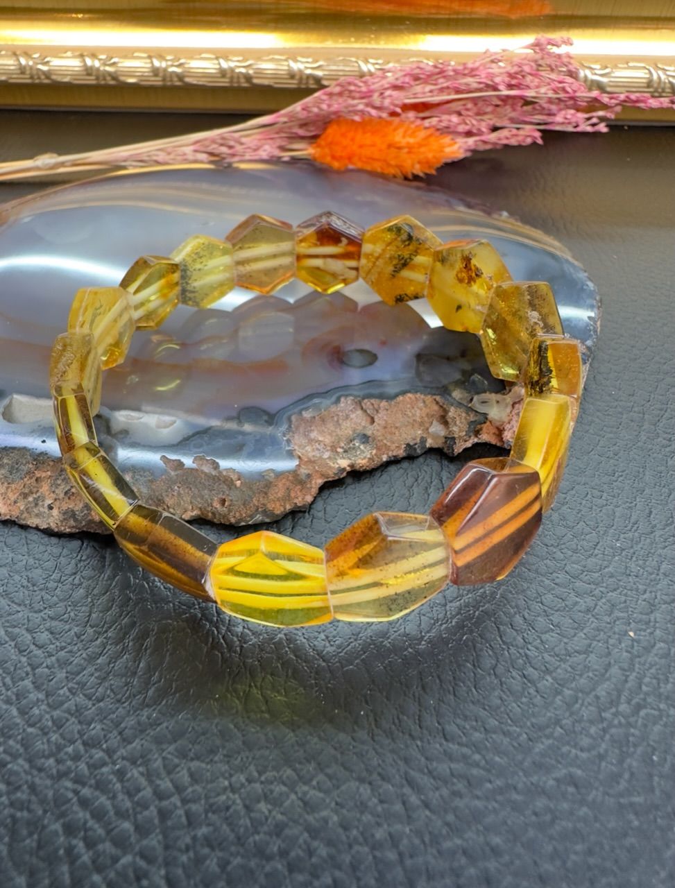 Rolex Model Damla Kehribar Bileklik