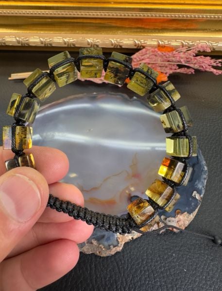 Küp Model Damla Kehribar Bileklik