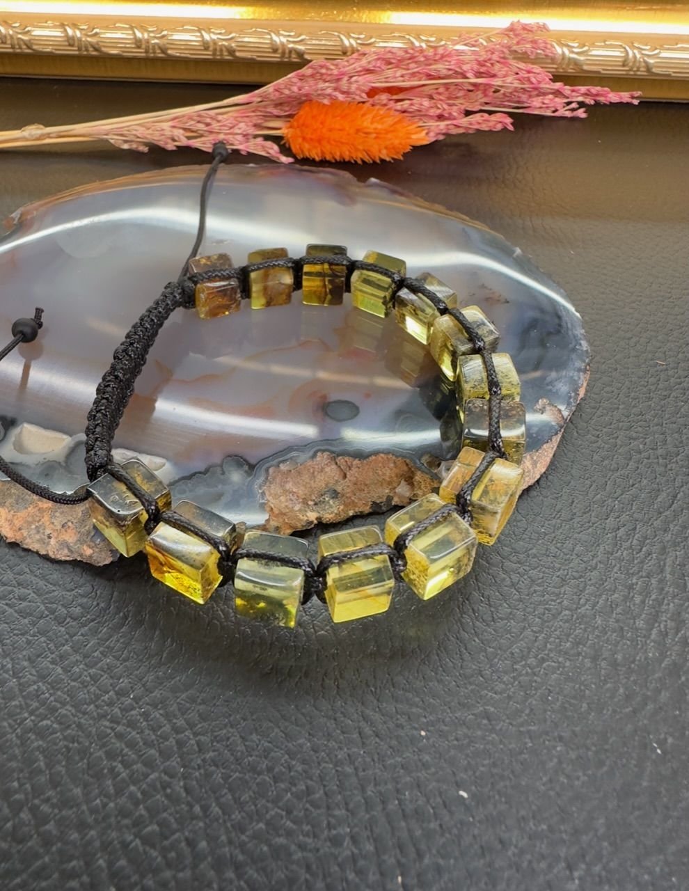 Küp Model Damla Kehribar Bileklik