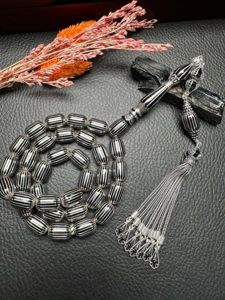 Kapsül Model Gümüş Yarma Erzurum Oltu Taşı Tesbih