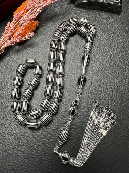 Kapsül Model Gümüş Yarma Erzurum Oltu Taşı Tesbih