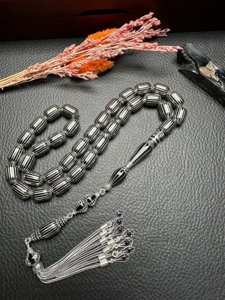 Kapsül Model Gümüş Yarma Erzurum Oltu Taşı Tesbih