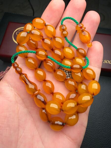 Beyzi Model Tıraşlı Osmanlı Sıkma Kehribar Tesbih