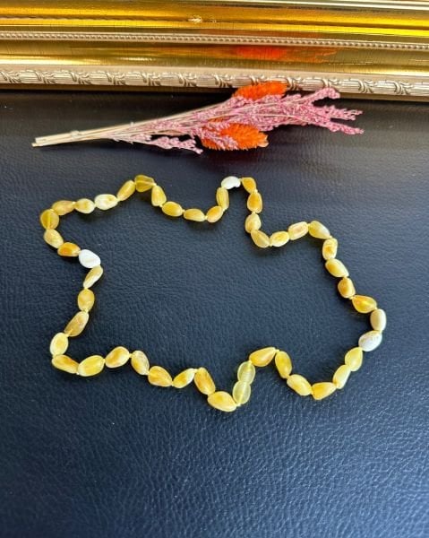 Mat Cilasız Damla Kehribar Kolye