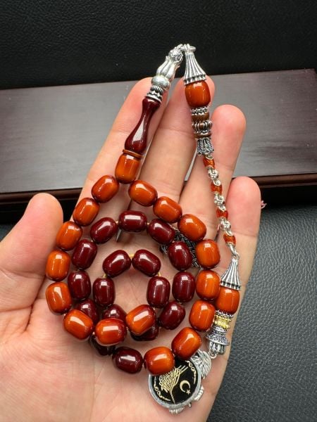 Kapsül Model Sürmeli Sıkma Kehribar Tesbih